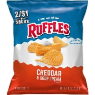 Ruffles Cheddar & Sour Cream Potato Chips 1.00 Ounce Plastic Bag