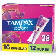 TAMPax Radiant Tampons Multipack with Leakguard Braid, Regular/Super Absorbency, with Leakguard Braid, Unscented