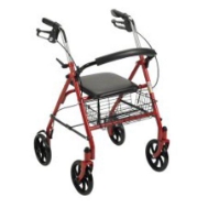 Rollators4-Wheel Steel Product Description: Durable Rollator,Steel,4 Wheel,Red